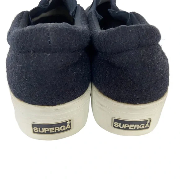 Superga Platform Black Fabric Slip On Sneakers Size 37.5 (Women's Size 7) - Picture 6 of 10